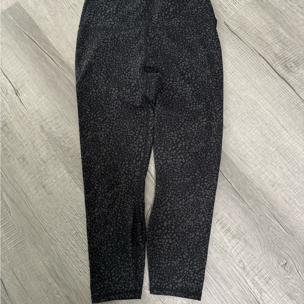 Fabletics Black and Gray PowerHold Patterned Leggings
